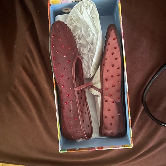 Women's Swanlake Embellished Mary Jane Flats in burgundy - Picture 1 of 3